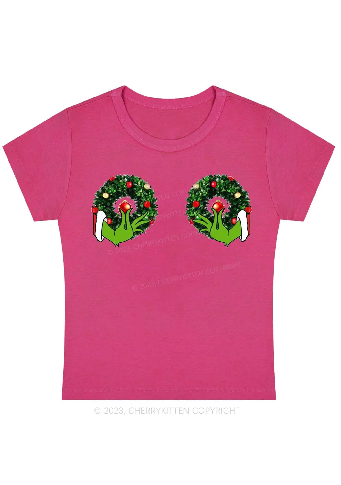 Christmas Wreath Baby Tee Cherrykitten