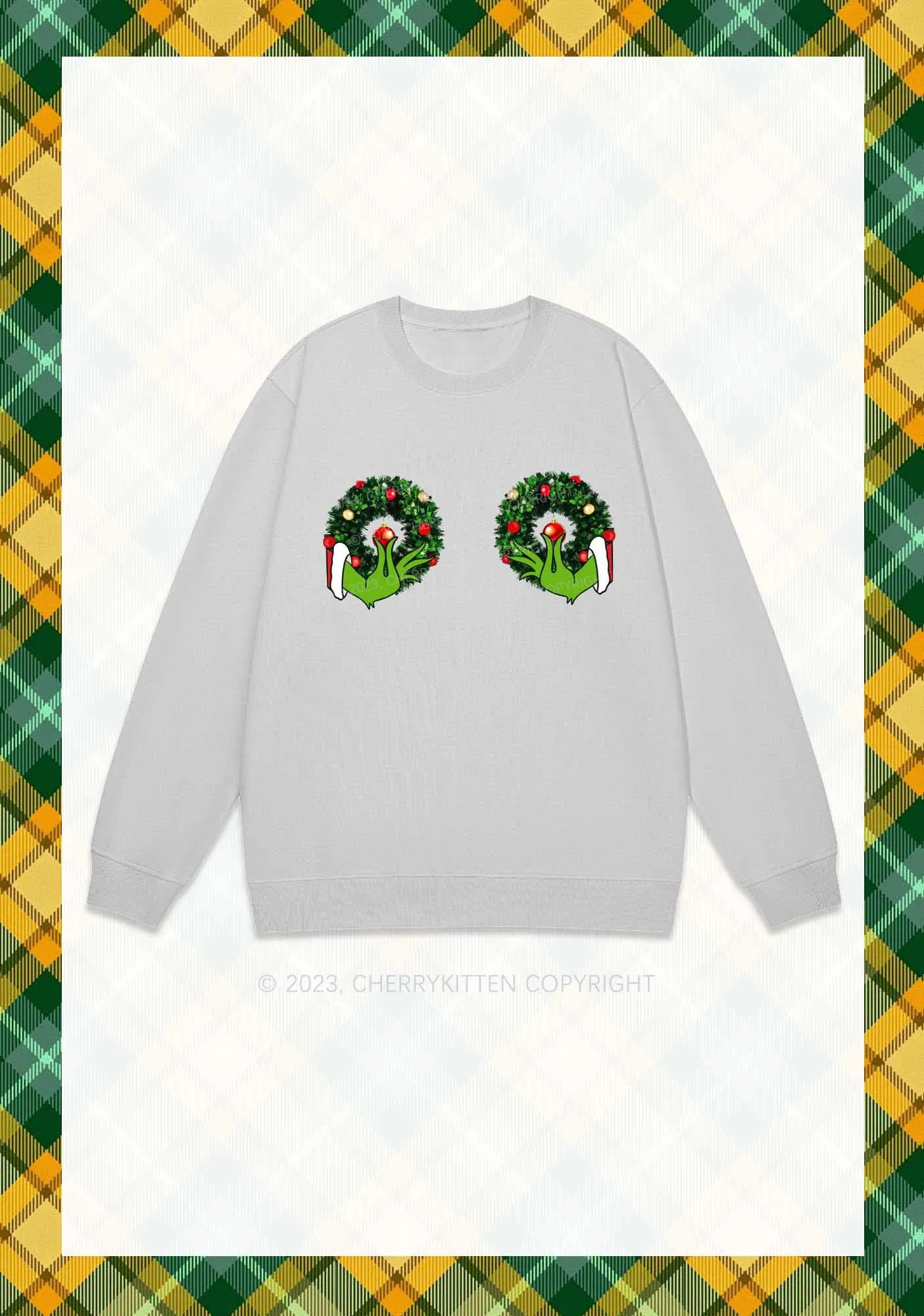 Christmas Wreath Y2K Sweatshirt Cherrykitten
