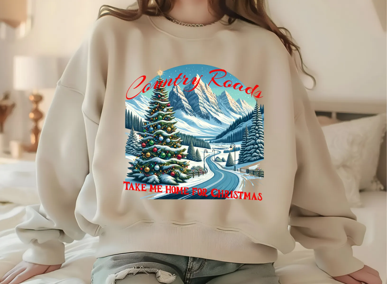 Country Road Christmas Journey Crewneck Sweatshirt, Country Music Sweater, Christmas Sweater
