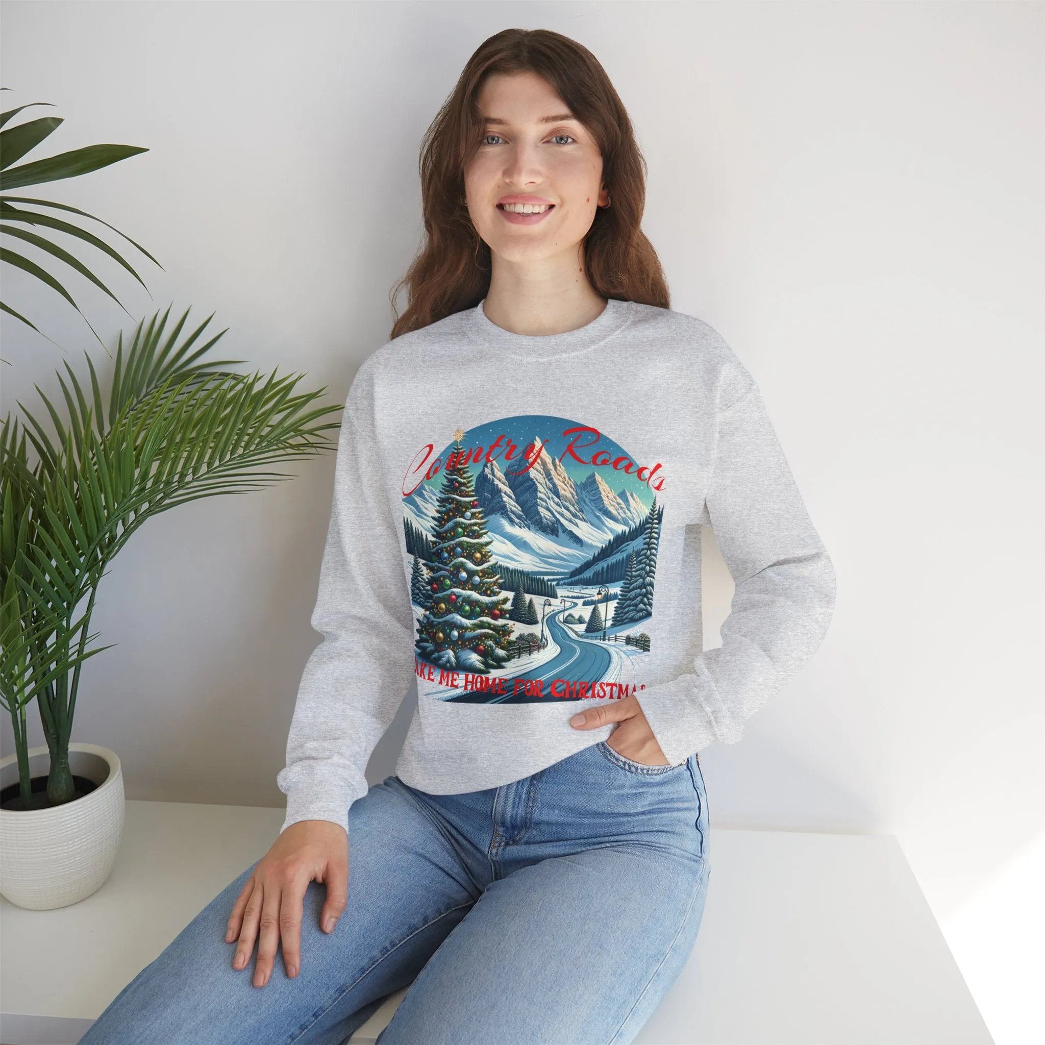 Country Road Christmas Journey Crewneck Sweatshirt, Country Music Sweater, Christmas Sweater