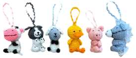 Crocheted Mini Ornaments "Farm Set"