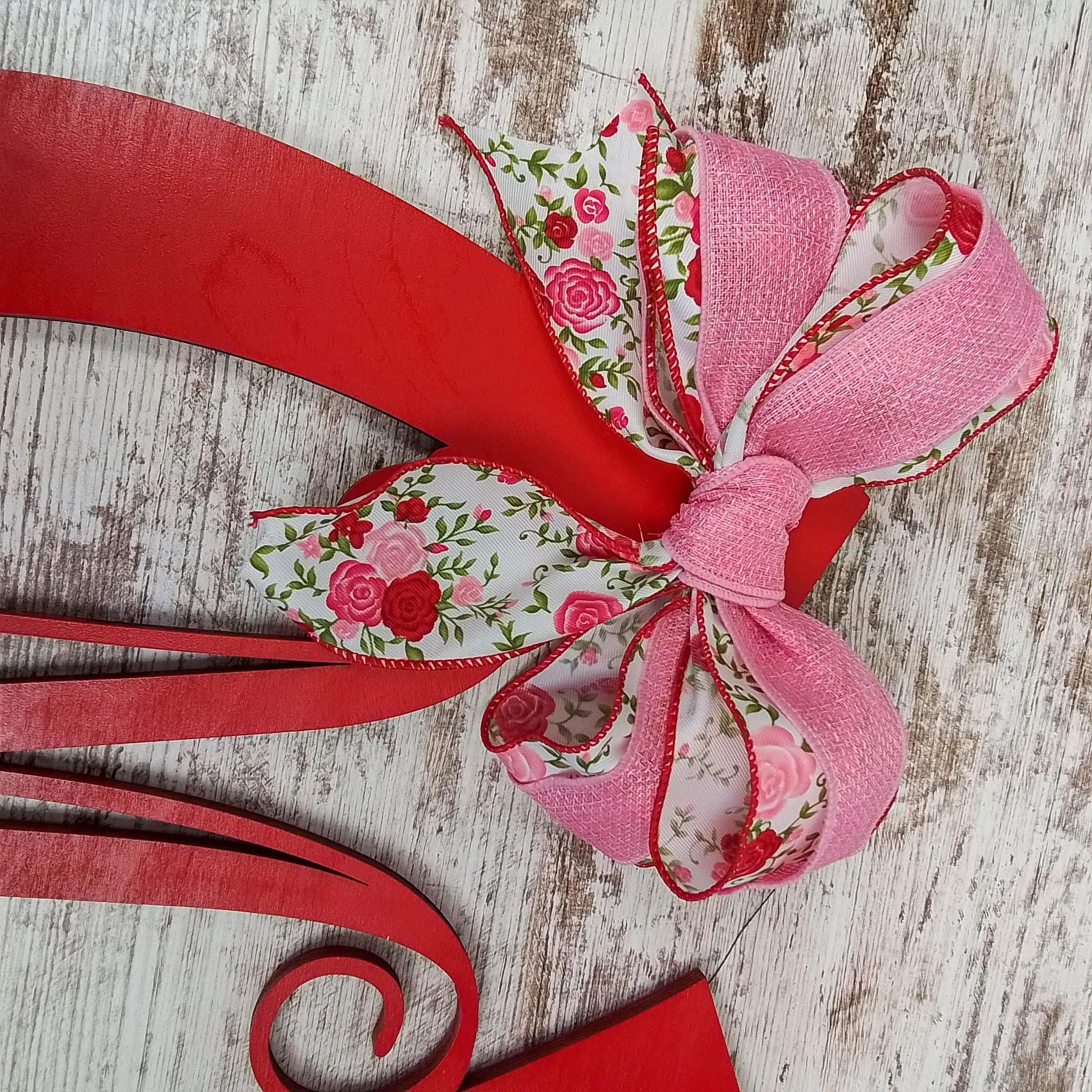 Derby Party Decor | Wooden Horseshoe Monogram Door Hanger | Red Pink White Roses