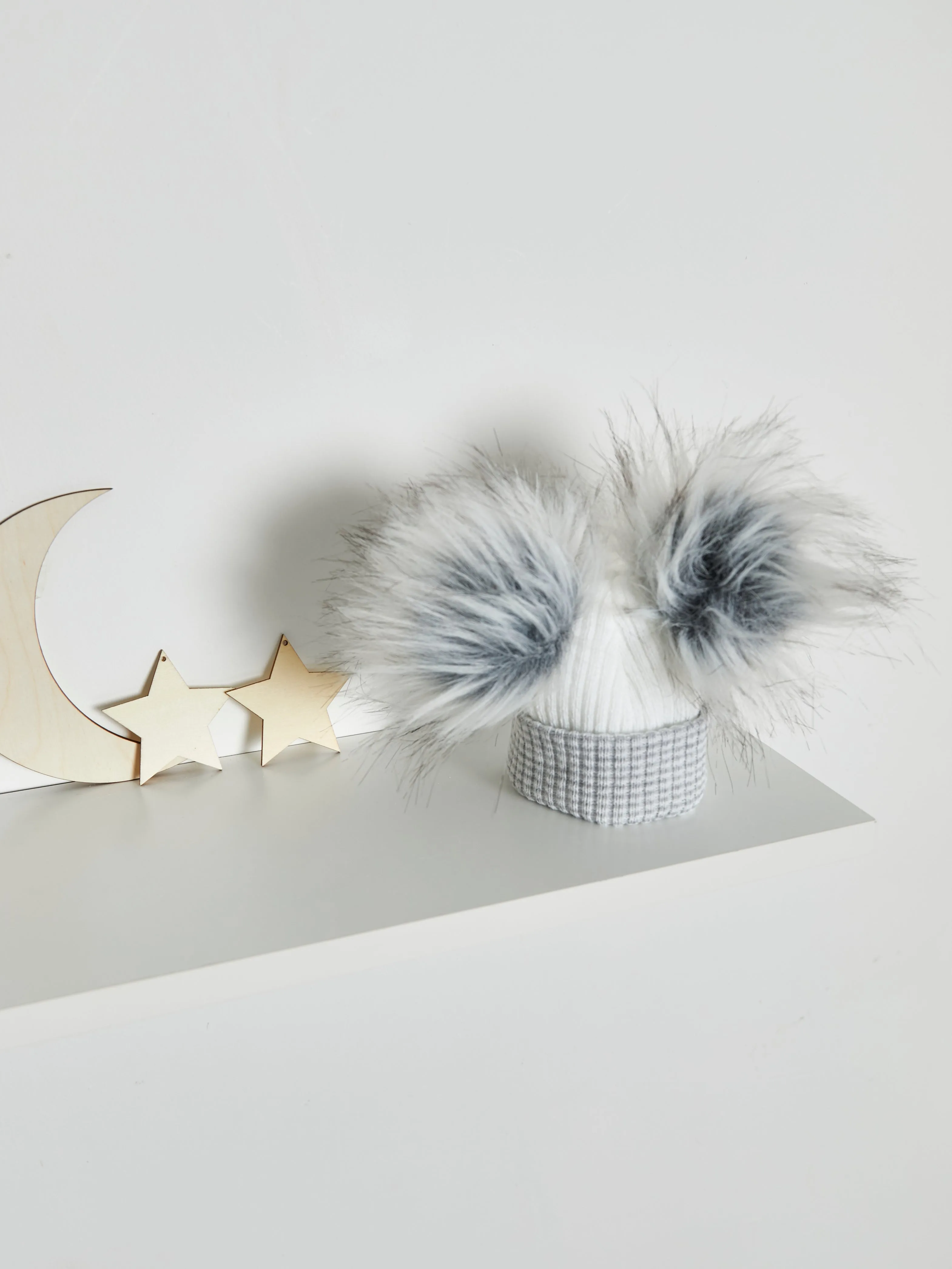 Double Faux Fur Pom Pom Hat