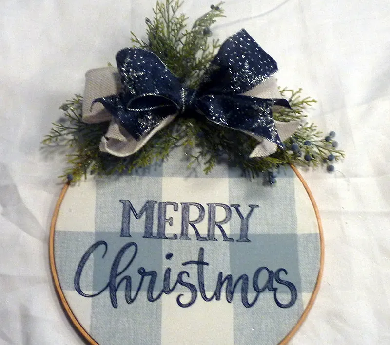 Farmhouse wreath, farmhouse decor, wood hoop Christmas sign, Buffalo Plaid wreath