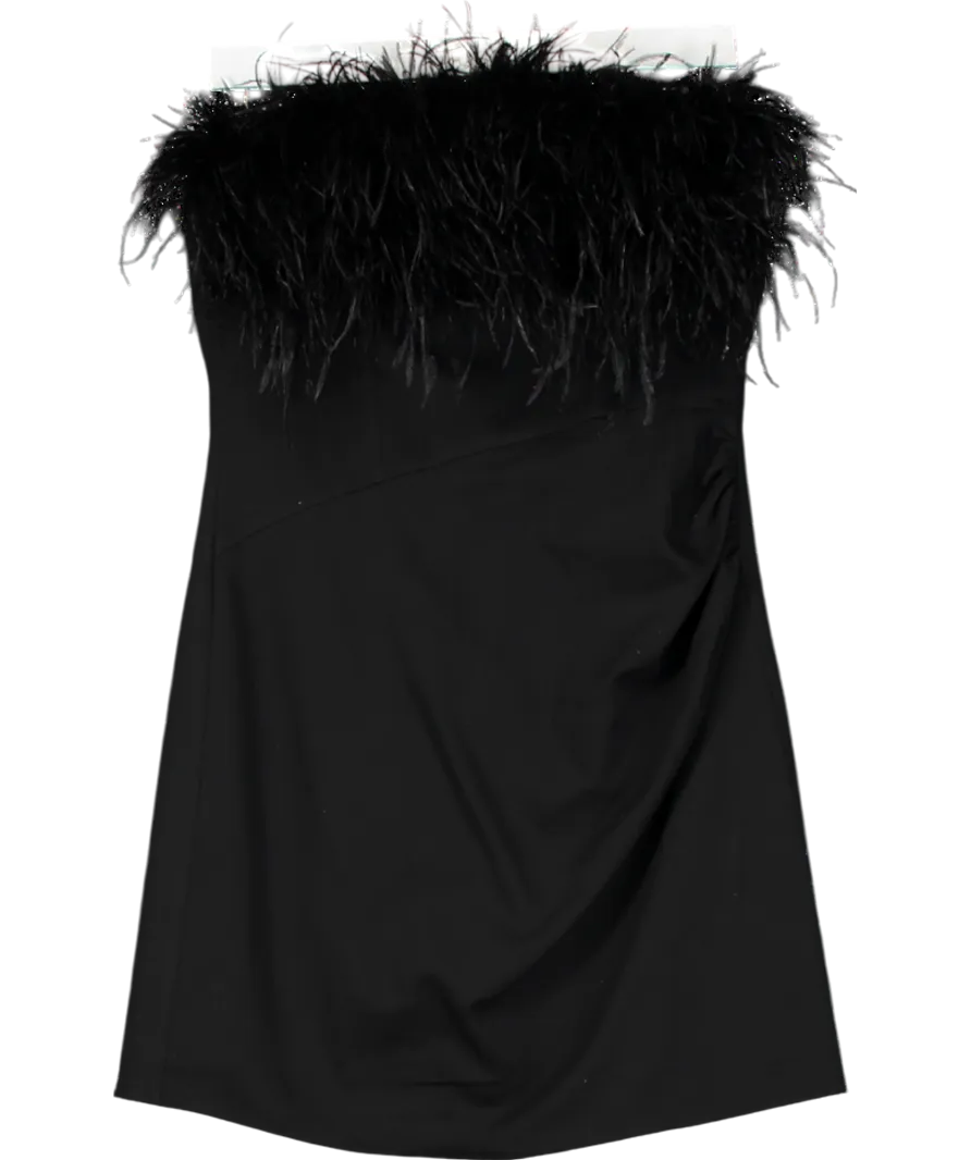 F.ILKK Black Feather Mini Dress UK 10