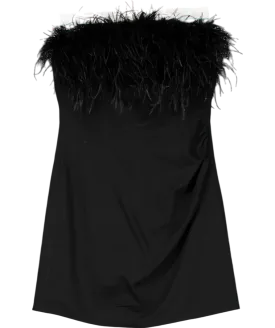 F.ILKK Black Feather Mini Dress UK 10