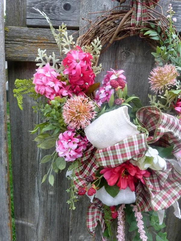 Front door wreath - Summer wreath - Spring Wreaths - Front door decor, French Country decor