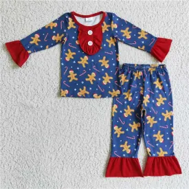 girls Xmas gingerbread man Pajamas sets GLP0331