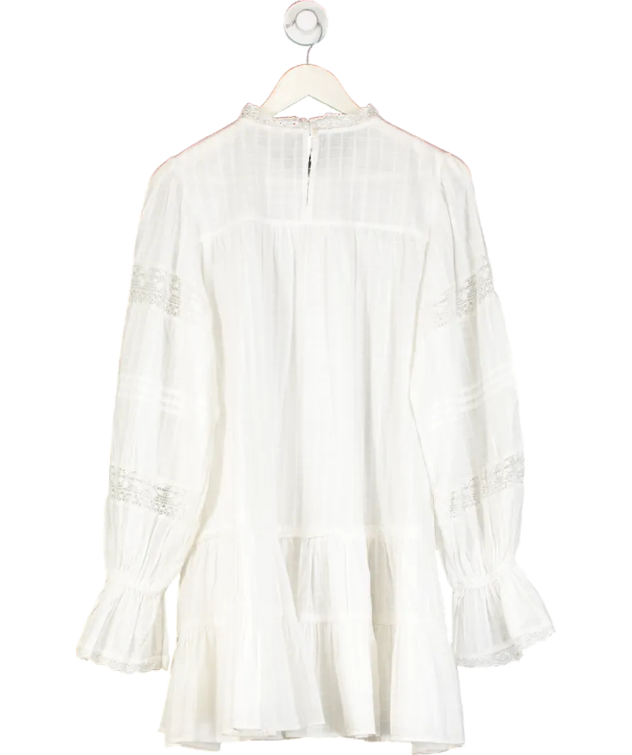 H&M White Lace Trimmed Cotton Dress UK S