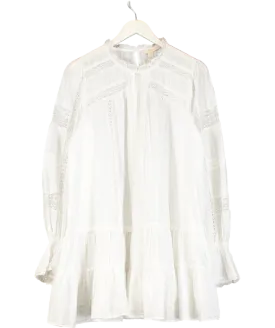 H&M White Lace Trimmed Cotton Dress UK S