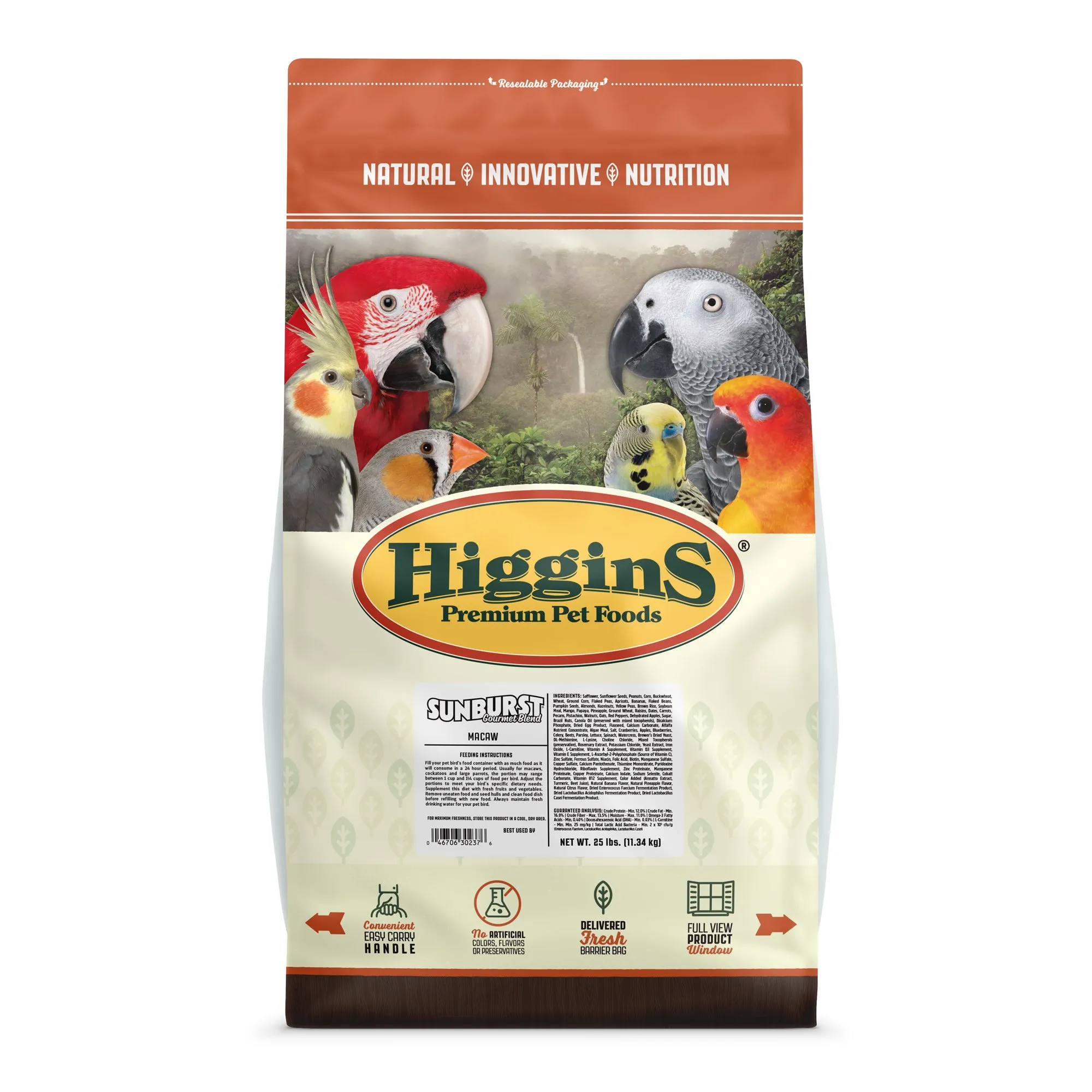 Higgins Sunburst Gourmet Blend Macaw Food