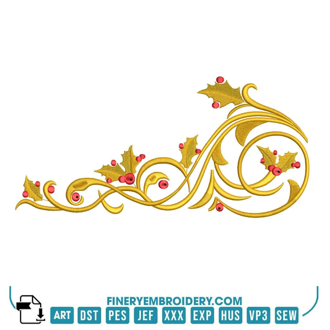 Holiday Decorations Embroidery Design Pack – 12 Festive designs - 3 Sizes