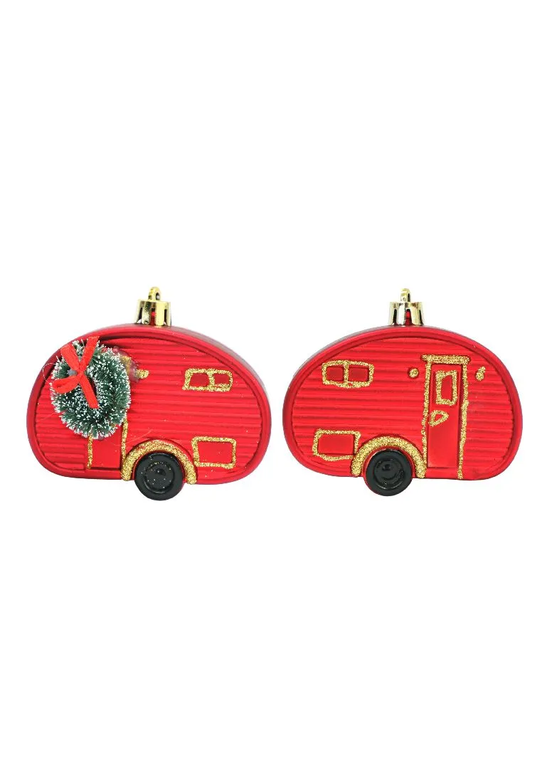 Landmark 2piece Hanging Car Shaped 7cm with Christmas Decor - Red (YRC23-8000)