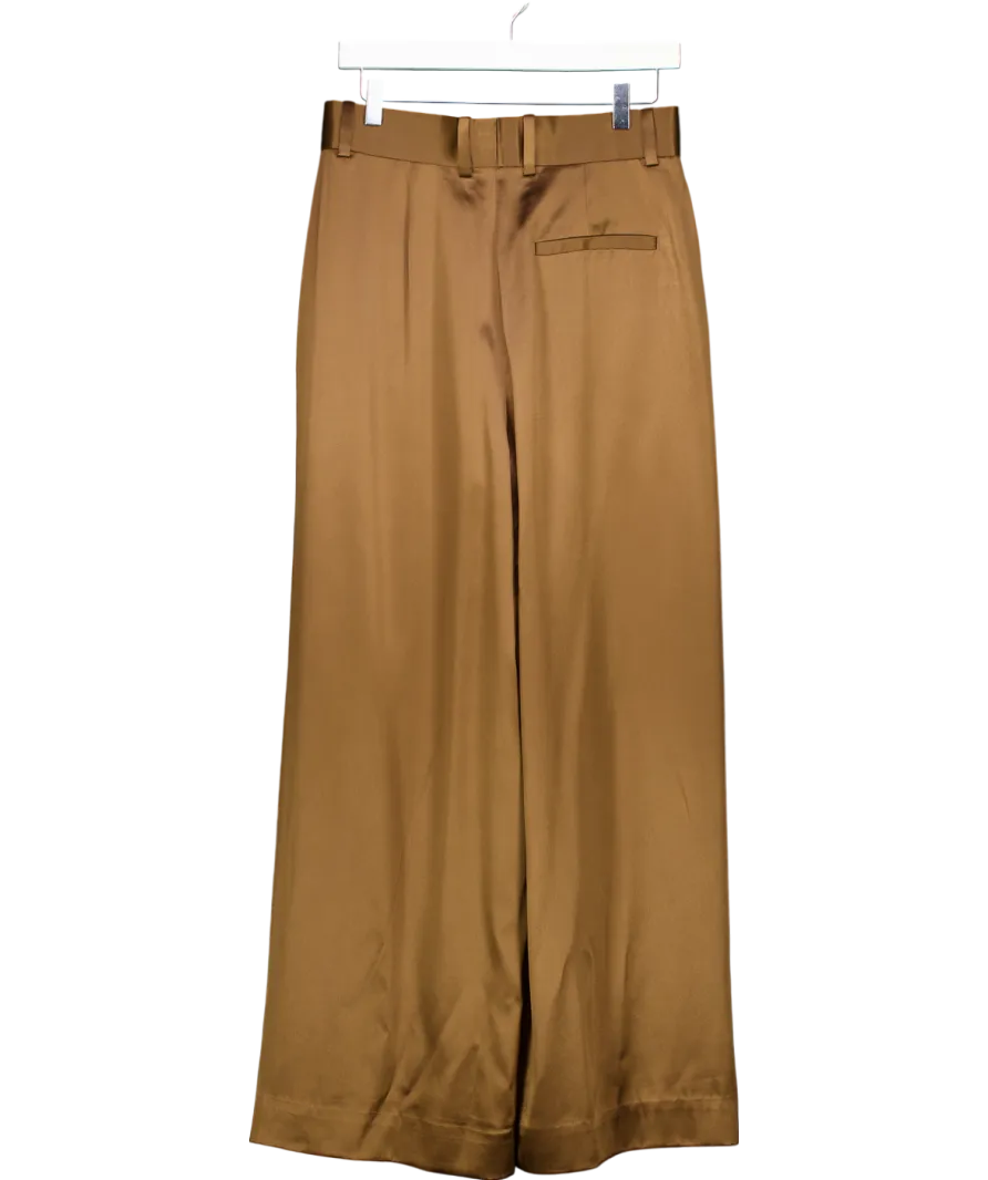 LILYSILK Chocolate Brown High-waisted Wide Leg Dense Silk Pants UK 6