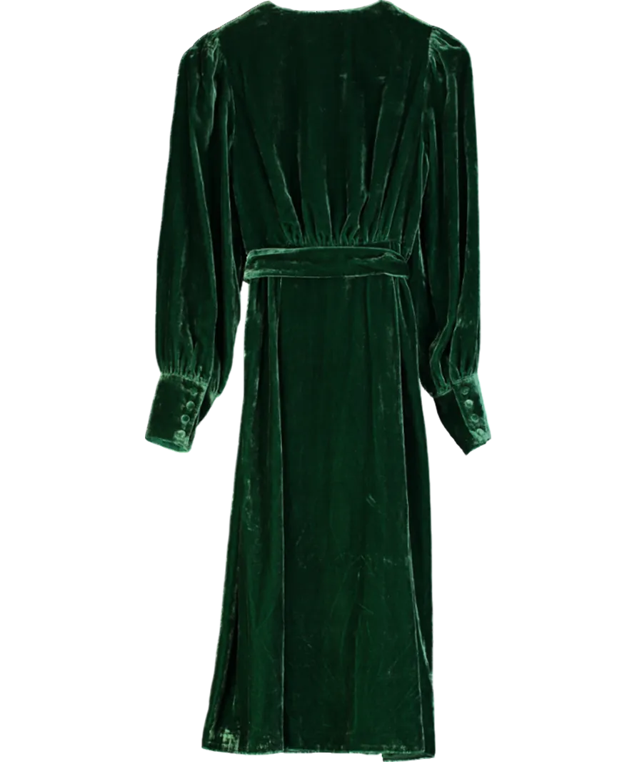 LK Bennett Green Velvet Roman Long Sleeve Midi Dress UK 6