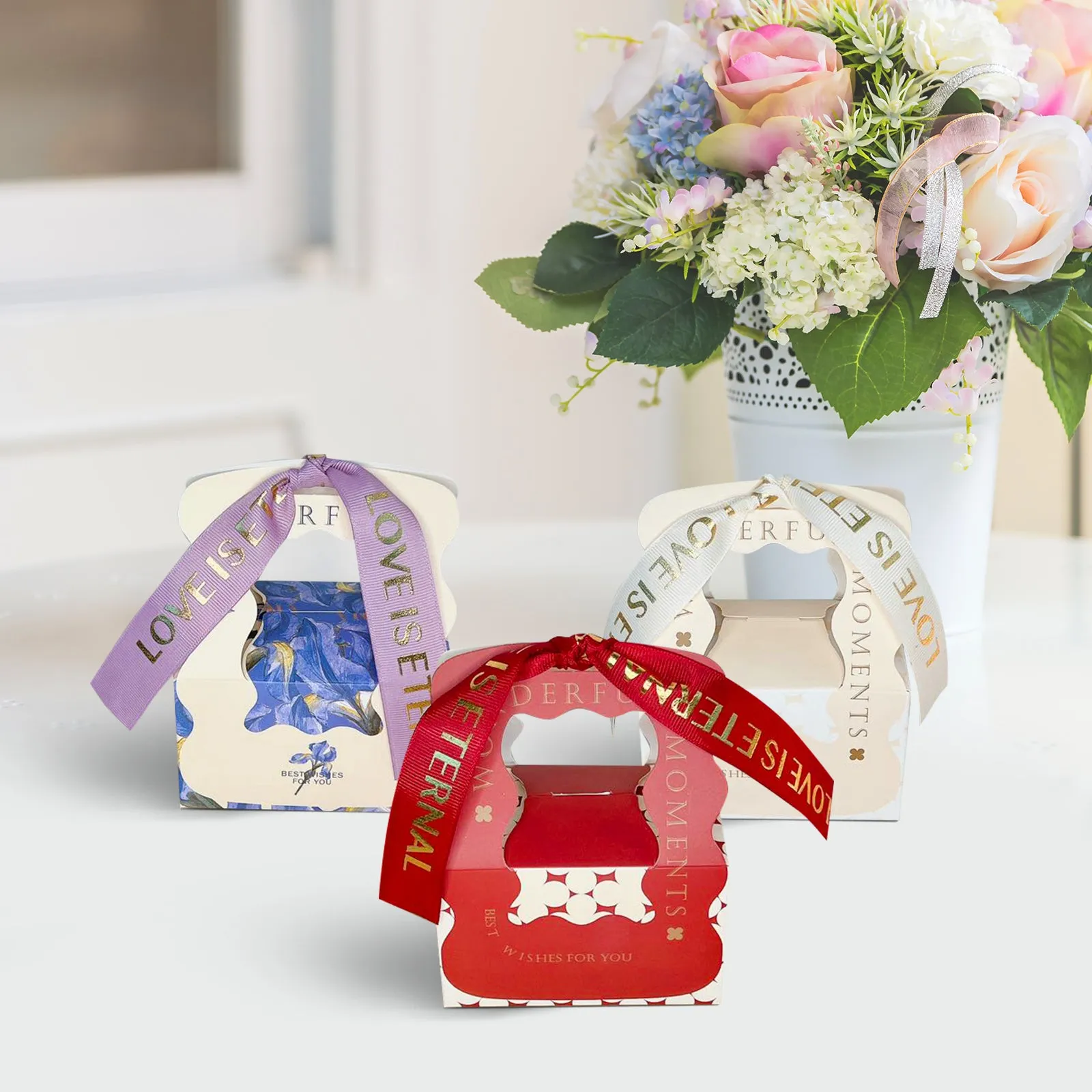 Luxury Gift Box Set of 10, Premium Hand Bag Flower Gift Box Set