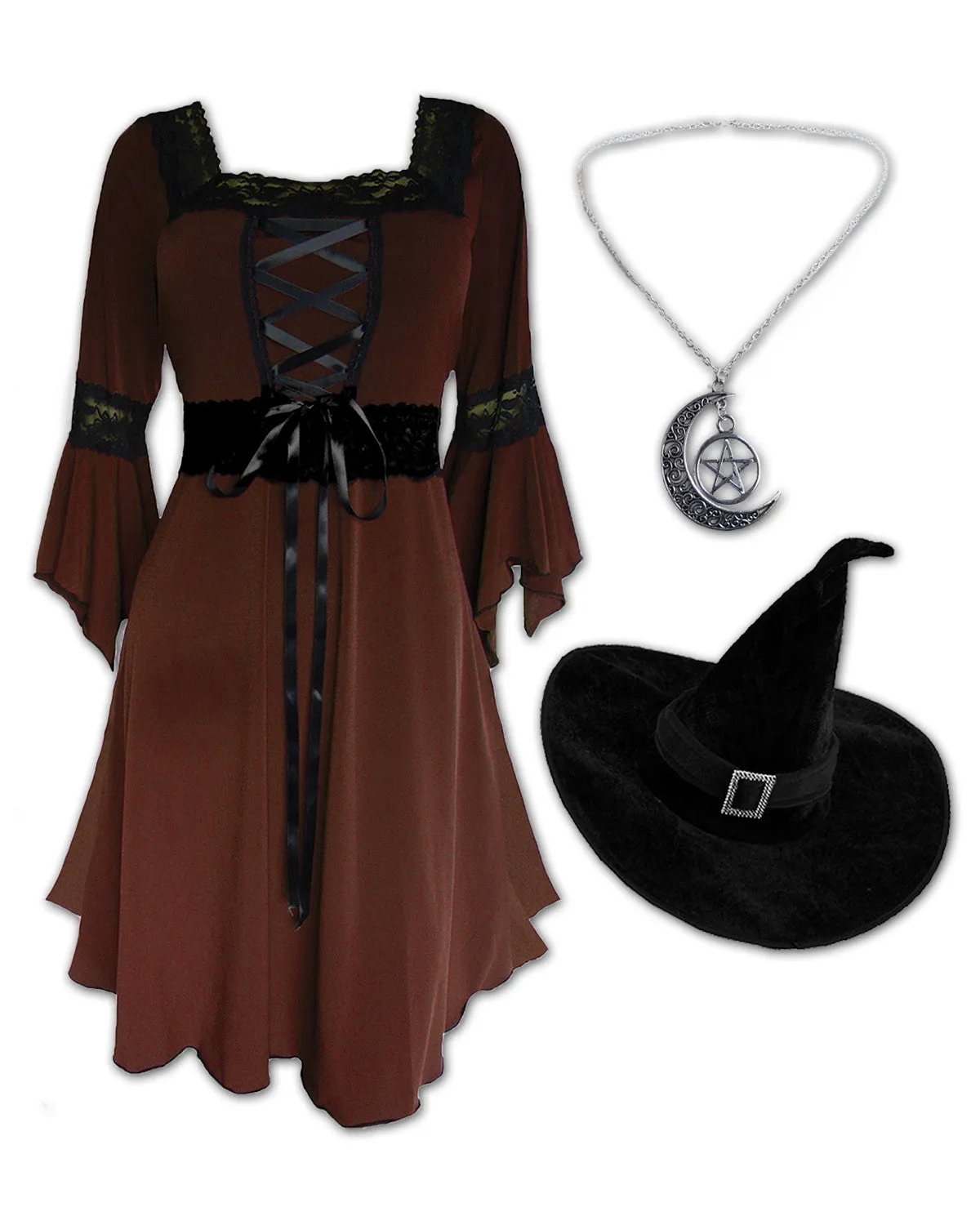 Magick Witch Costume with Renaissance Dress, Walnut