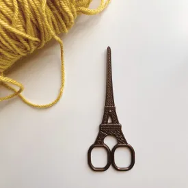 Paris Eiffel Tower Chocolate Brown Stainless Steel Embroidery Scissors