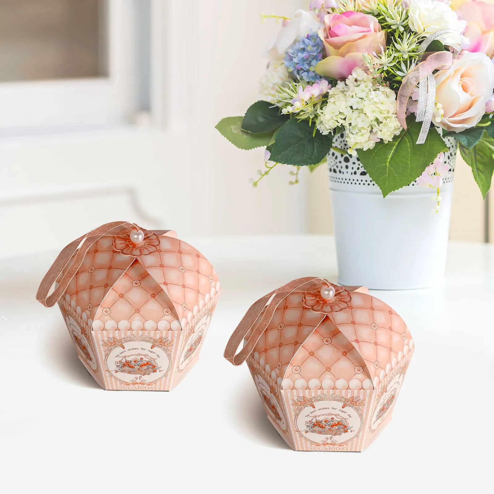 Pearl Flower Gift Box Set of 10, Reusable Birthday Chocolate Gift Box