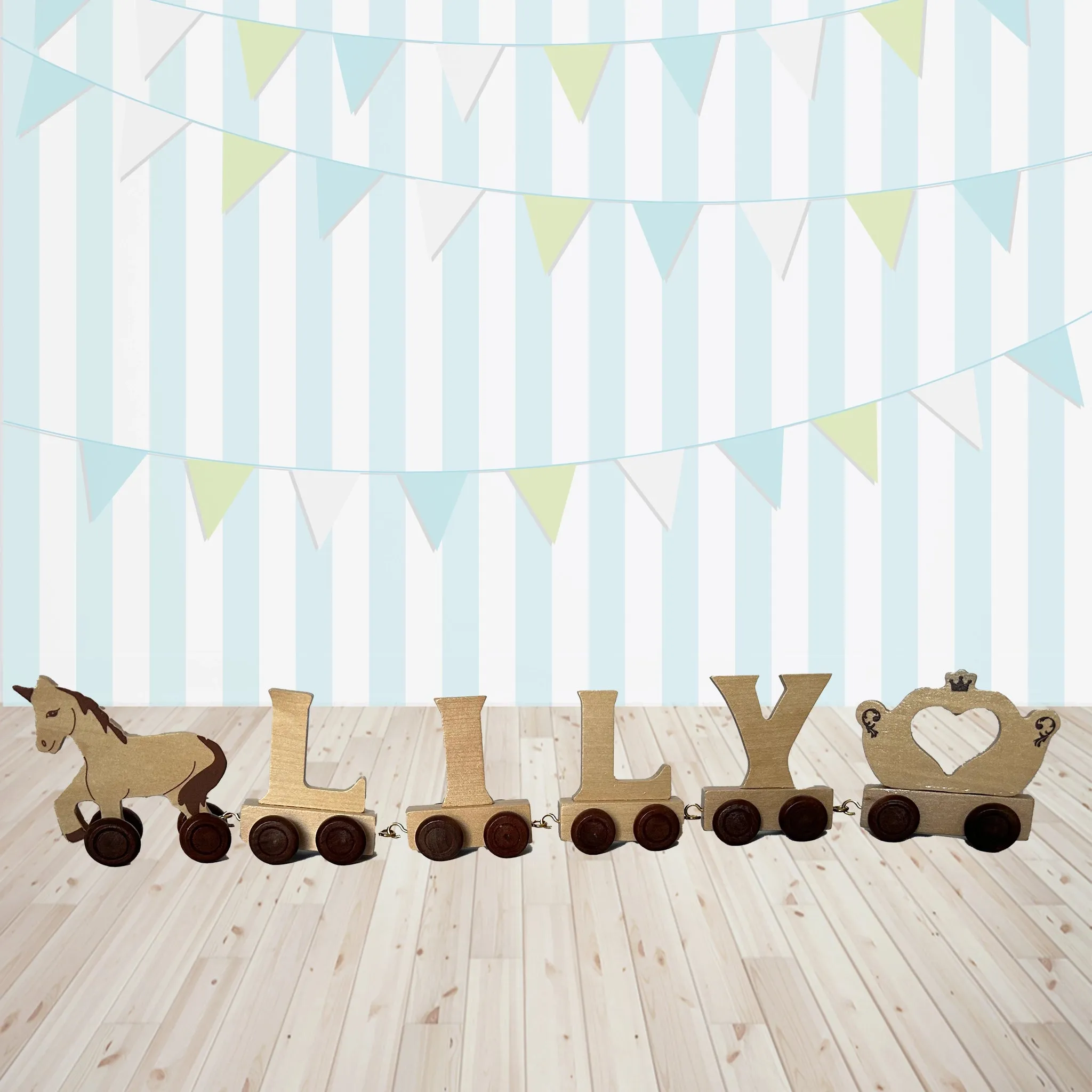 Personalised Natural Wooden Name Train