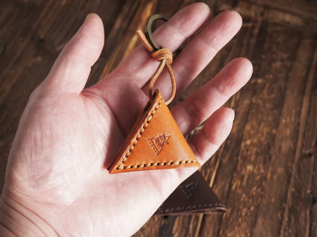 Personalized Leather Guitar Pick Holder Keychain #Brown