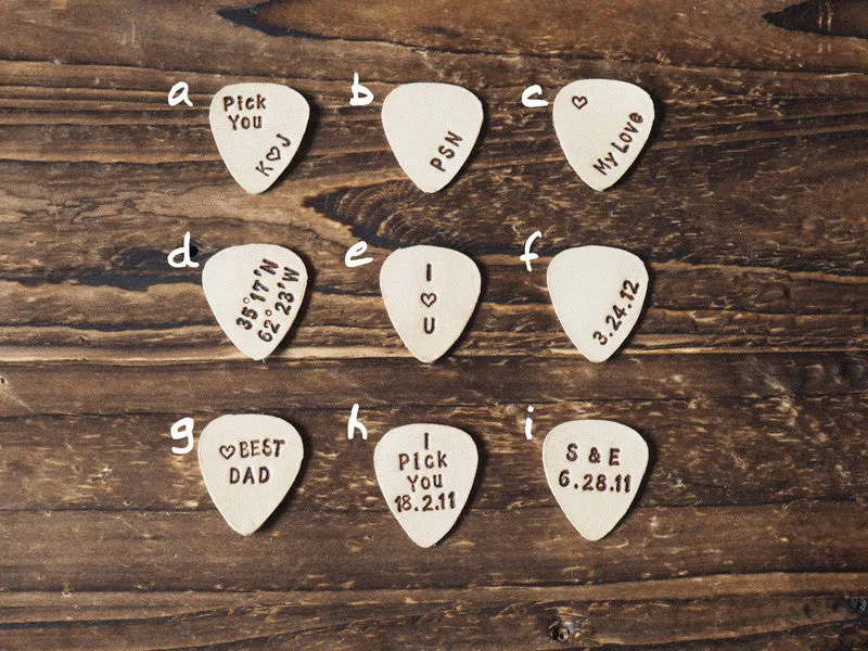 Personalized Leather Guitar Pick Holder Keychain #Brown