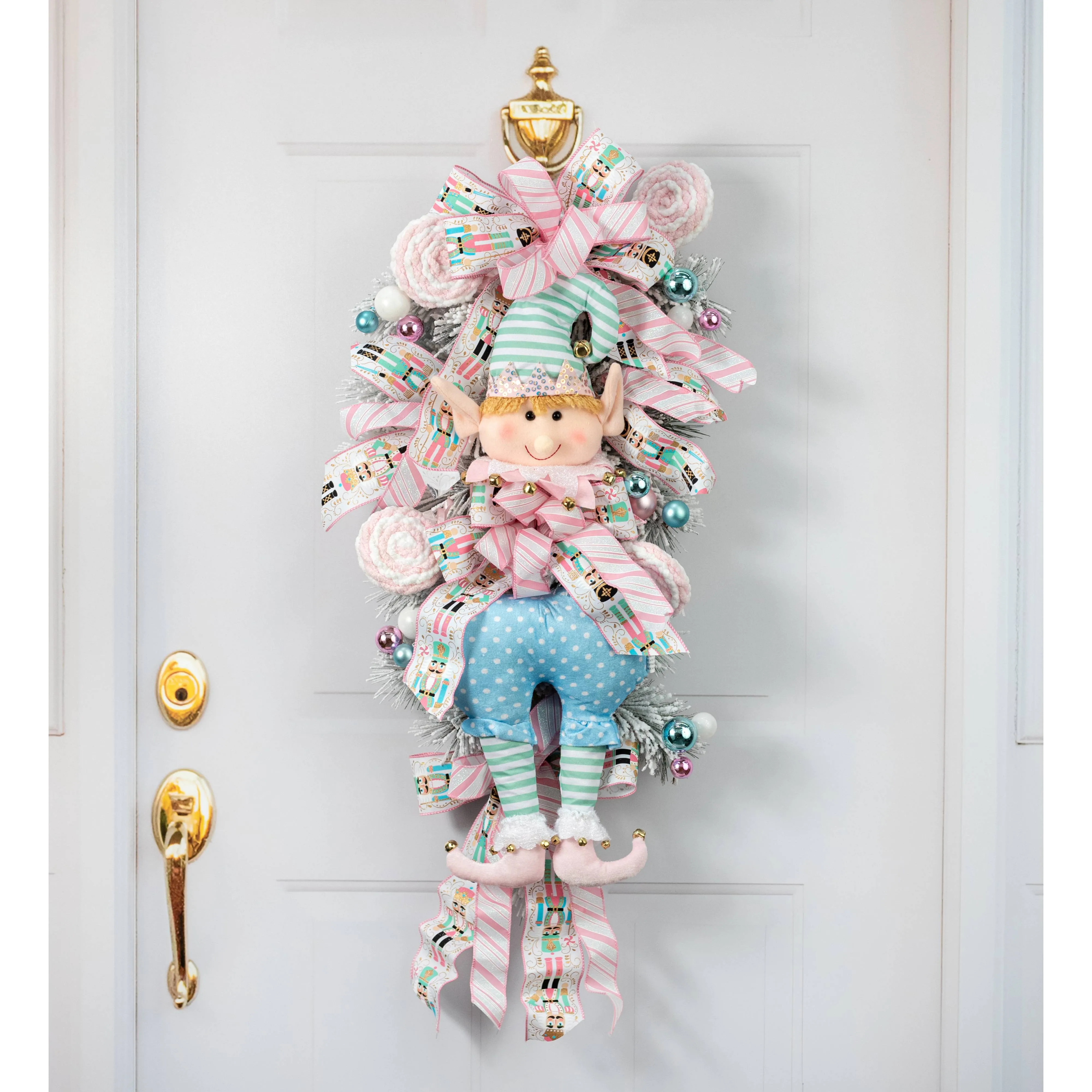 Plush Christmas Elf Wreath Accent Kit: Mint, Pink & Blue