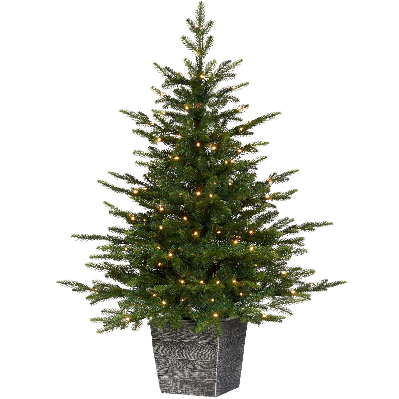 Pre-Lit Grand Fir Potted Christmas Tree, 4 ft