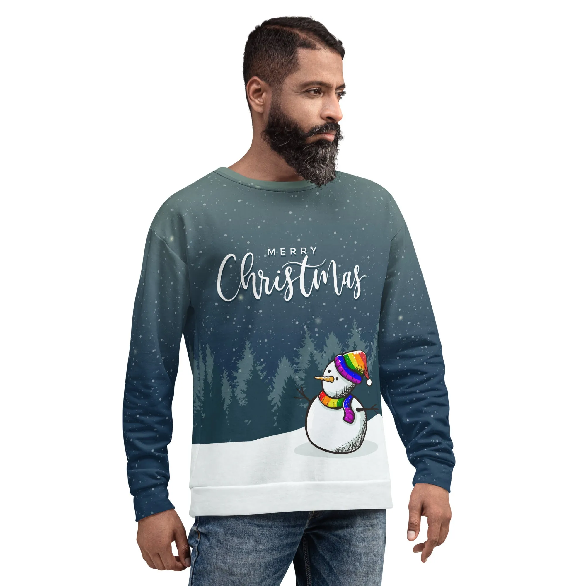 Rainbow Pride Snowman Christmas Sweatshirt