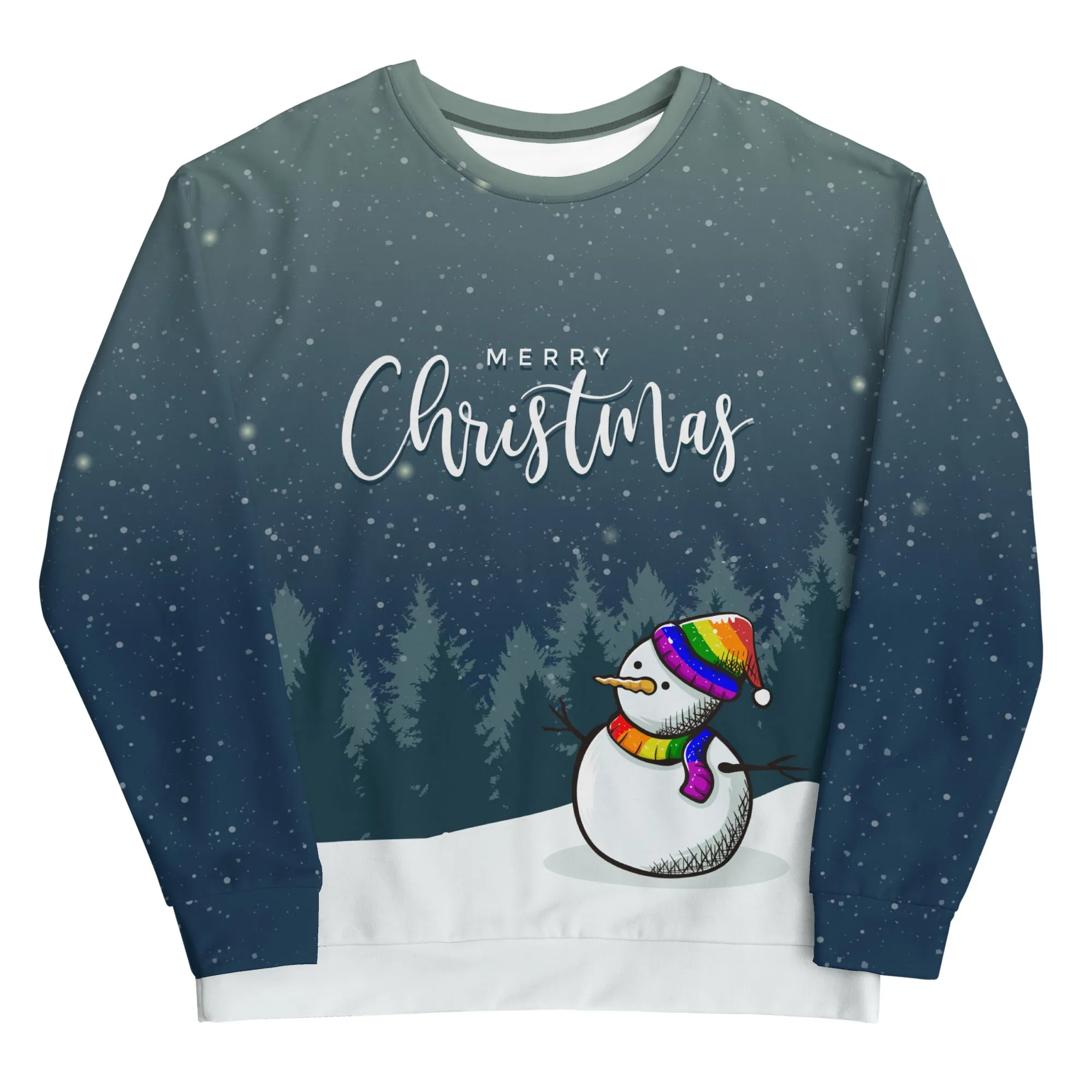 Rainbow Pride Snowman Christmas Sweatshirt