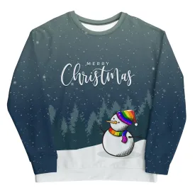 Rainbow Pride Snowman Christmas Sweatshirt