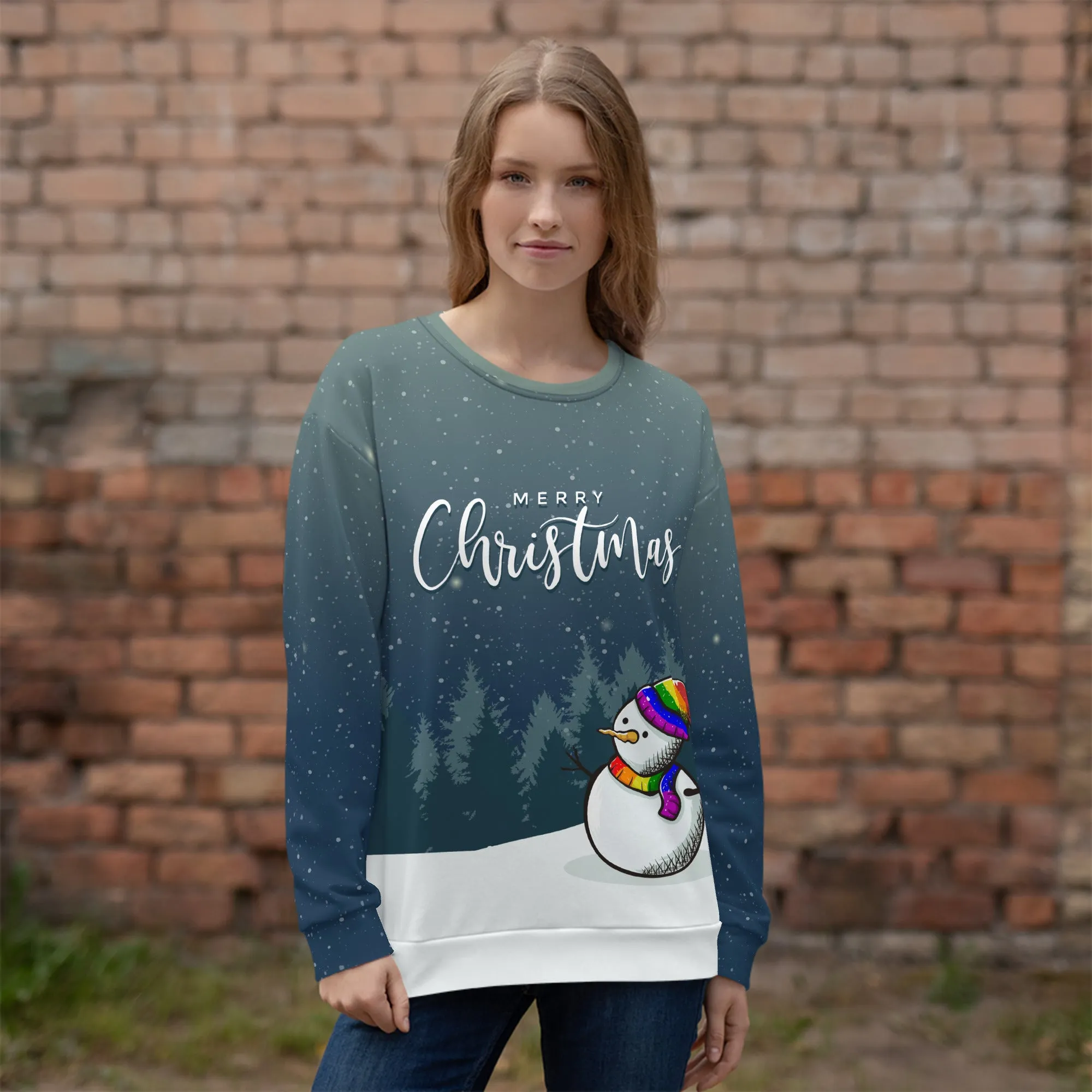 Rainbow Pride Snowman Christmas Sweatshirt