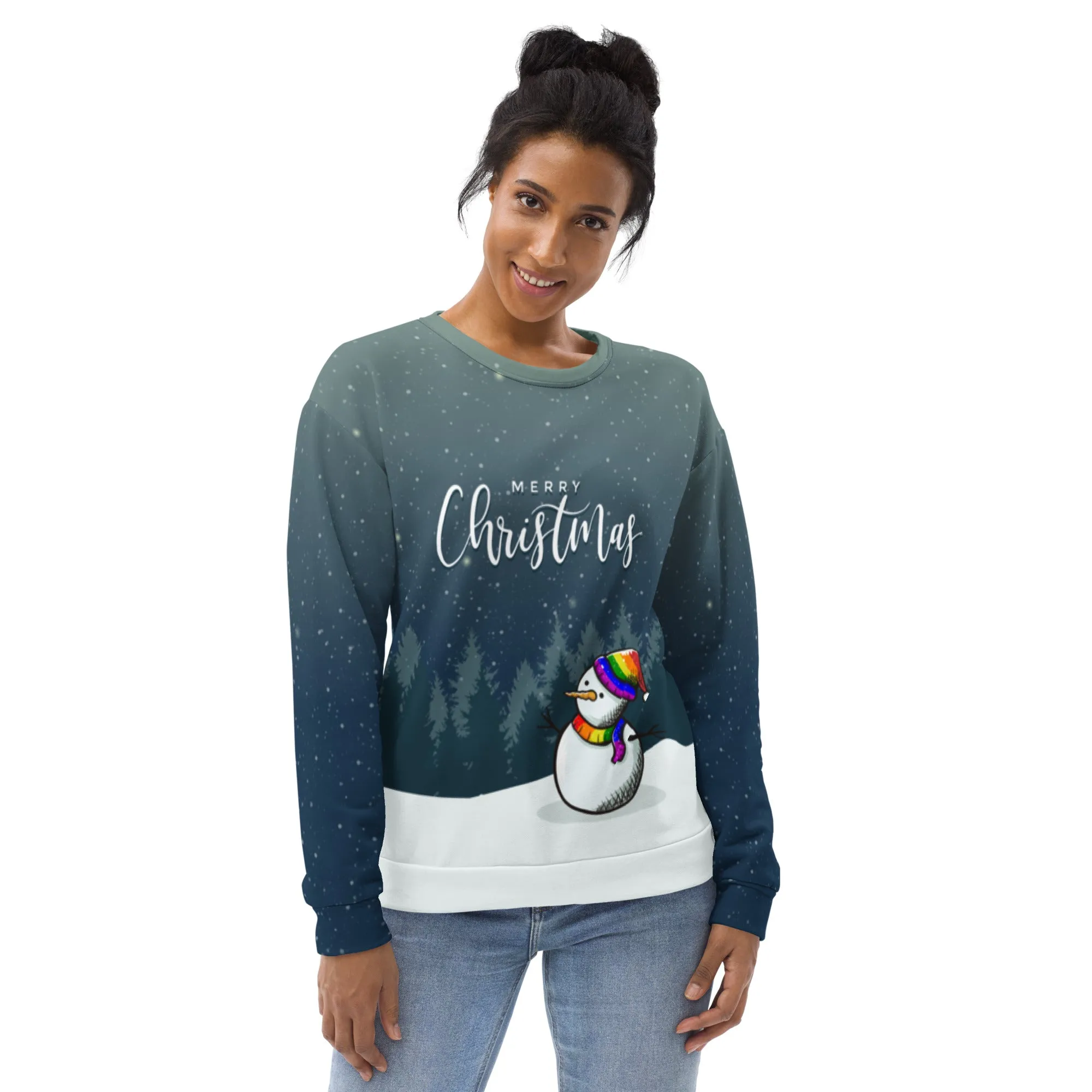 Rainbow Pride Snowman Christmas Sweatshirt