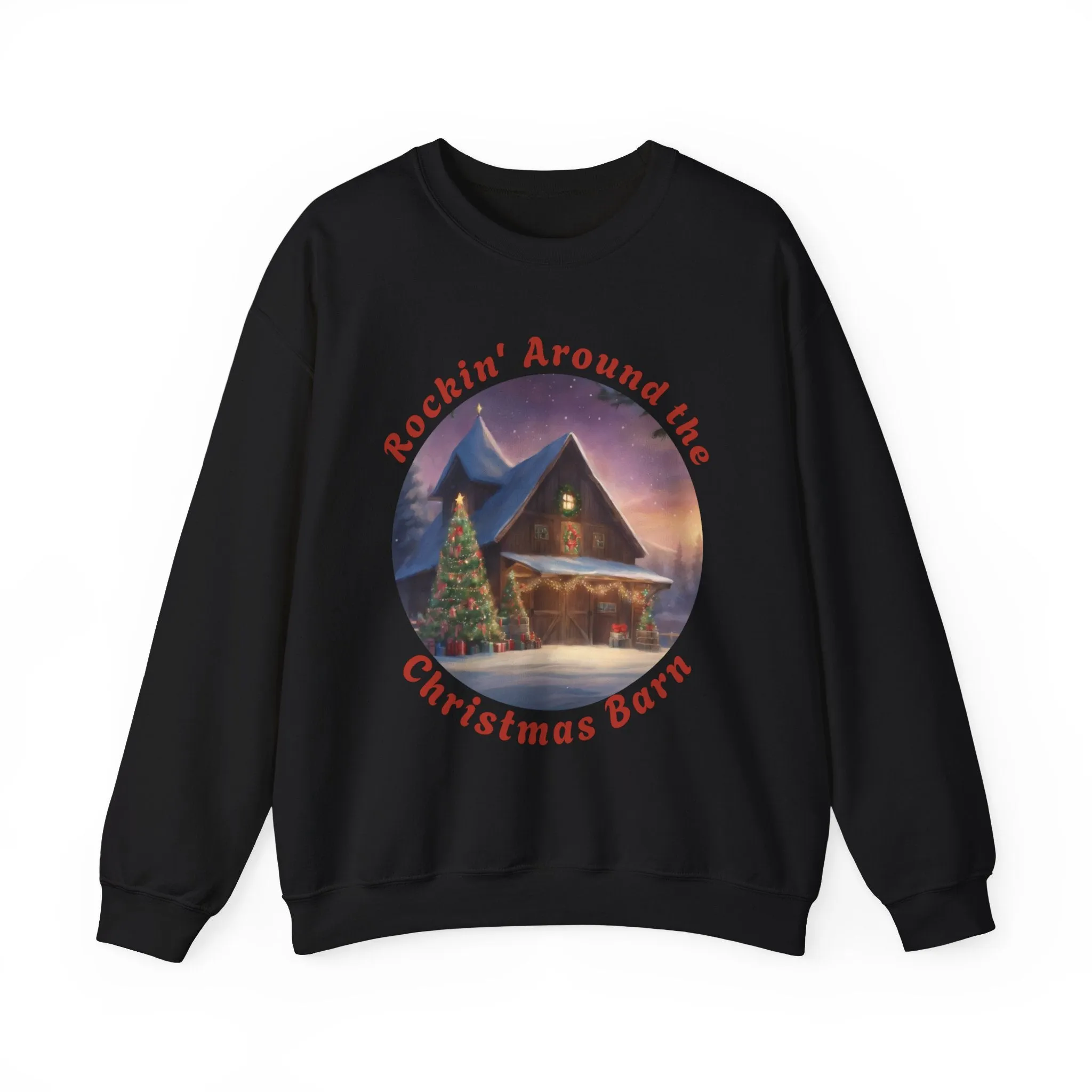 Rockin' Around the Christmas Barn Crewneck Sweatshirt, Country Music Sweater, Christmas Sweater
