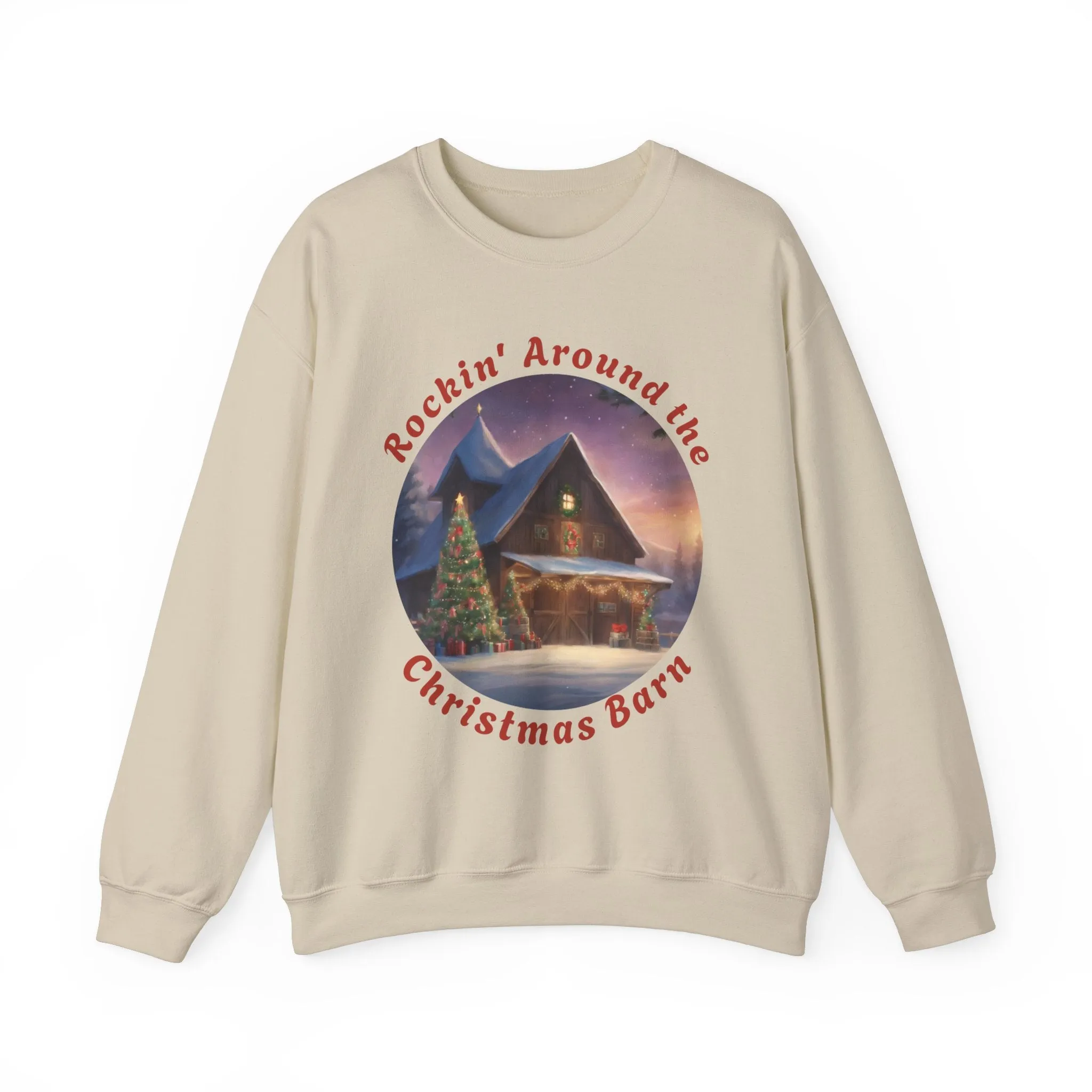 Rockin' Around the Christmas Barn Crewneck Sweatshirt, Country Music Sweater, Christmas Sweater