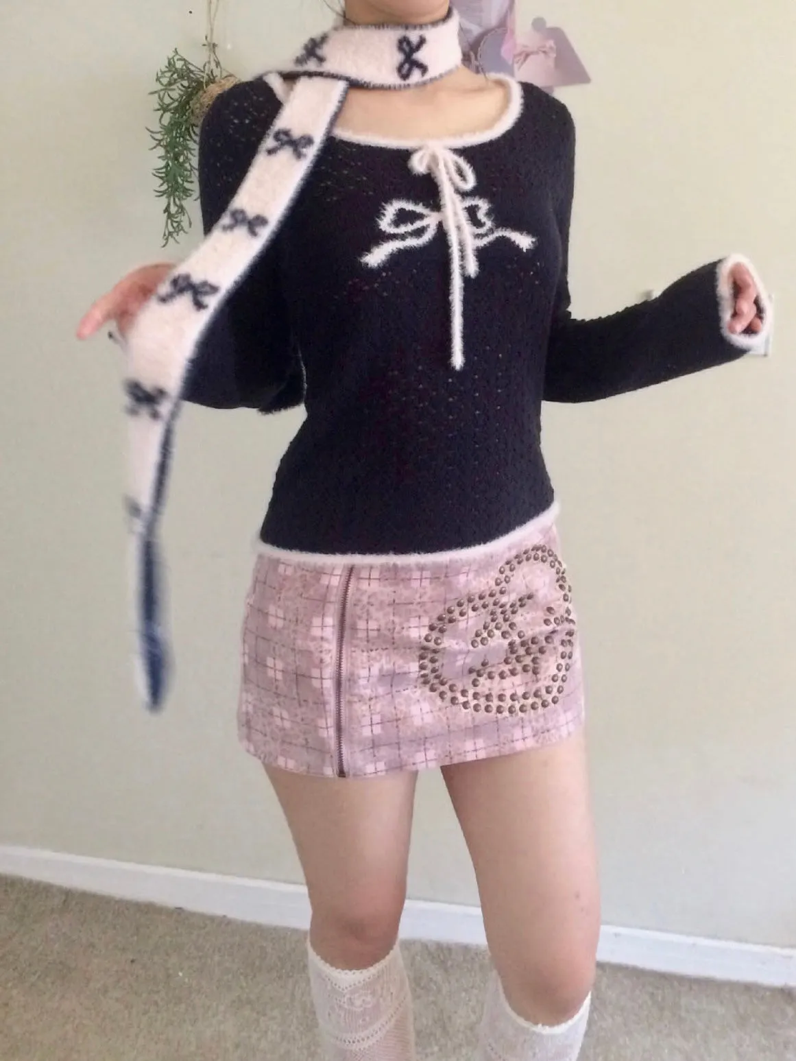 Sic Astra Angel Energy Ribbon Knitting 2 sides Scarf (Faux Fur)