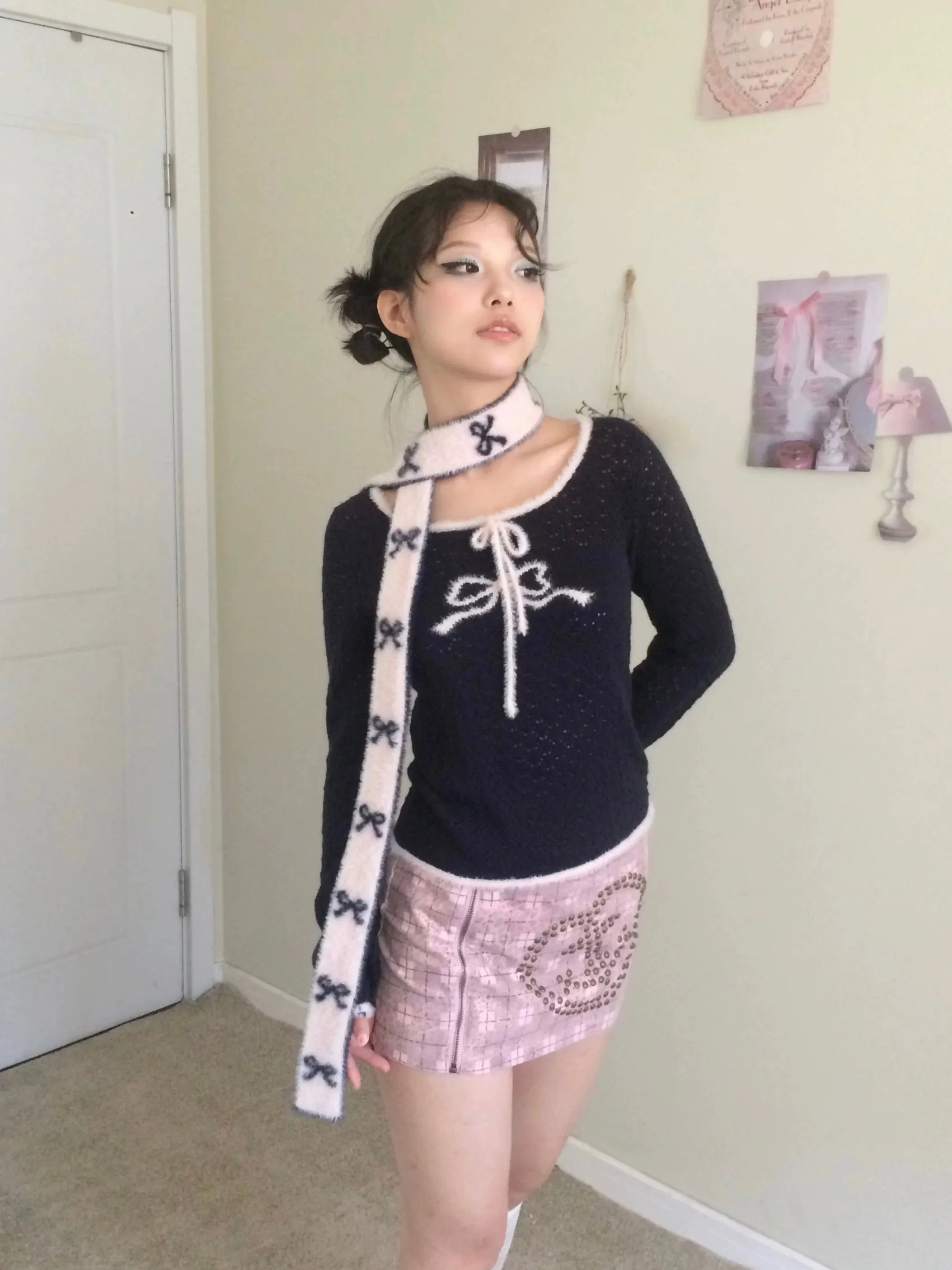 Sic Astra Angel Energy Ribbon Knitting 2 sides Scarf (Faux Fur)