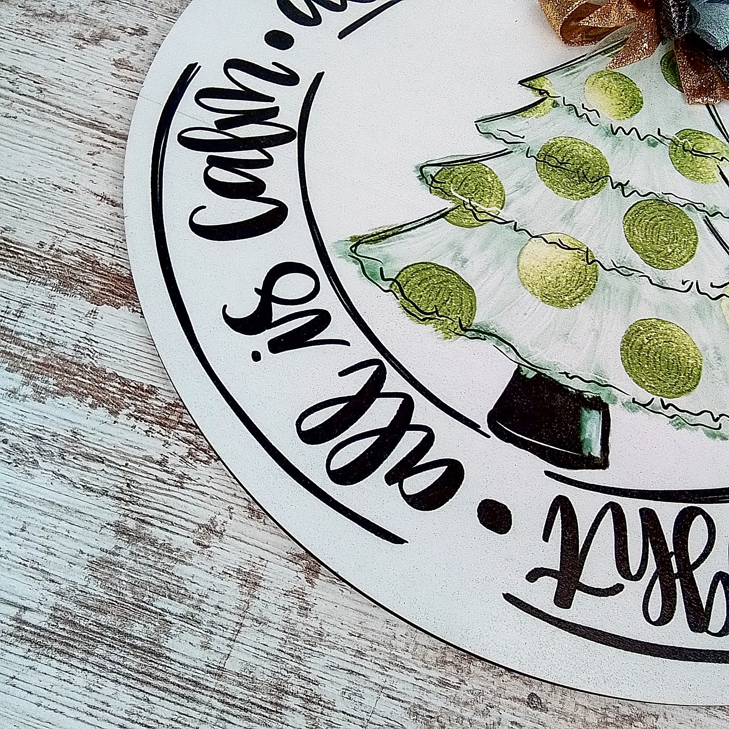 Silent Night Door Hanger - Gold and Black Christmas Decor - Round Circle Design