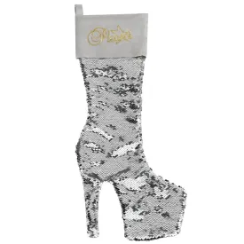 Silver Sequin Christmas Stocking