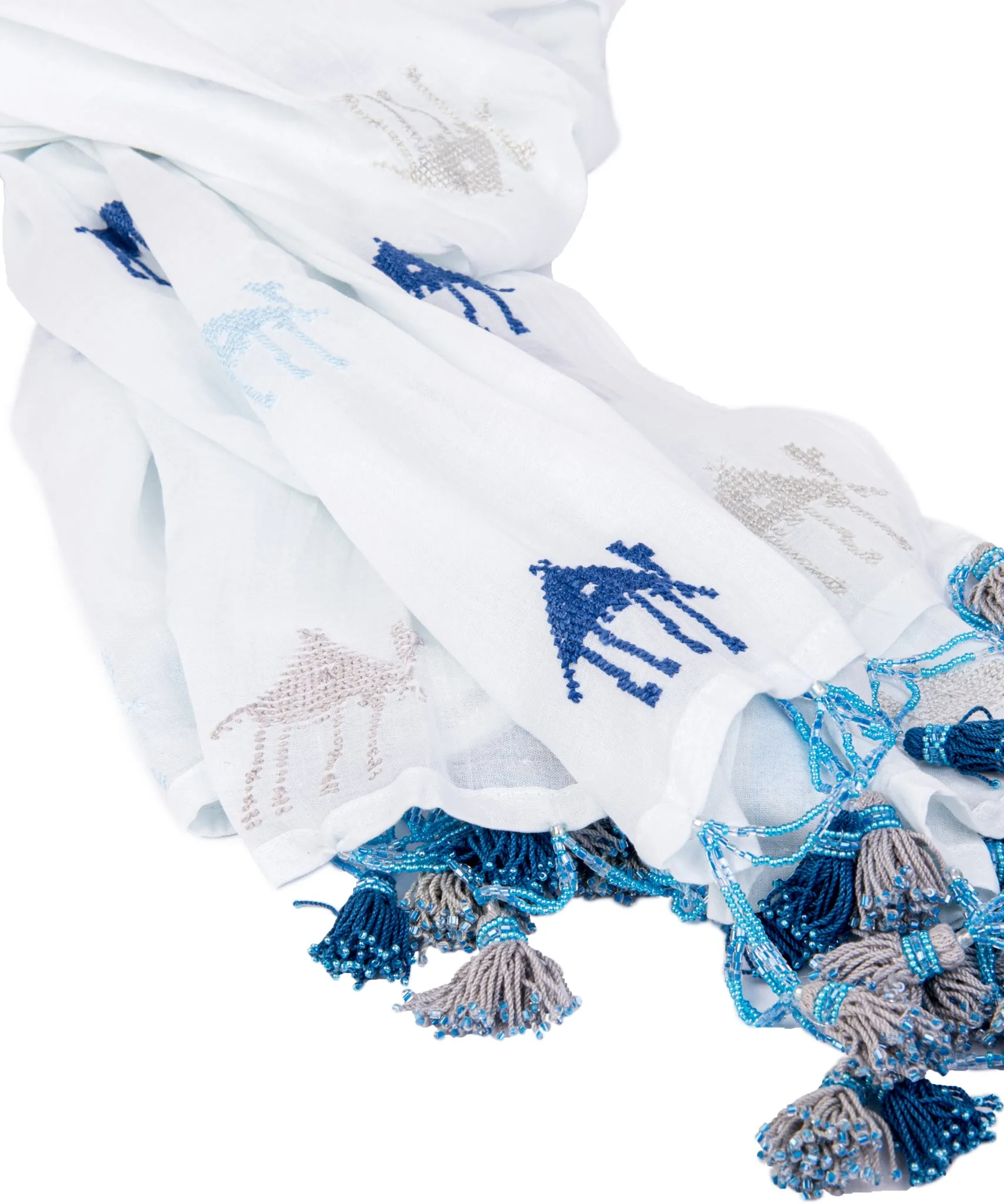 Sinai White Cotton Shawl