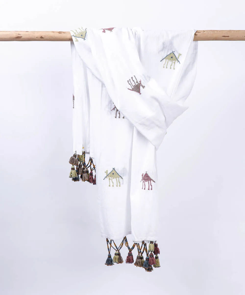 Sinai White Cotton Shawl