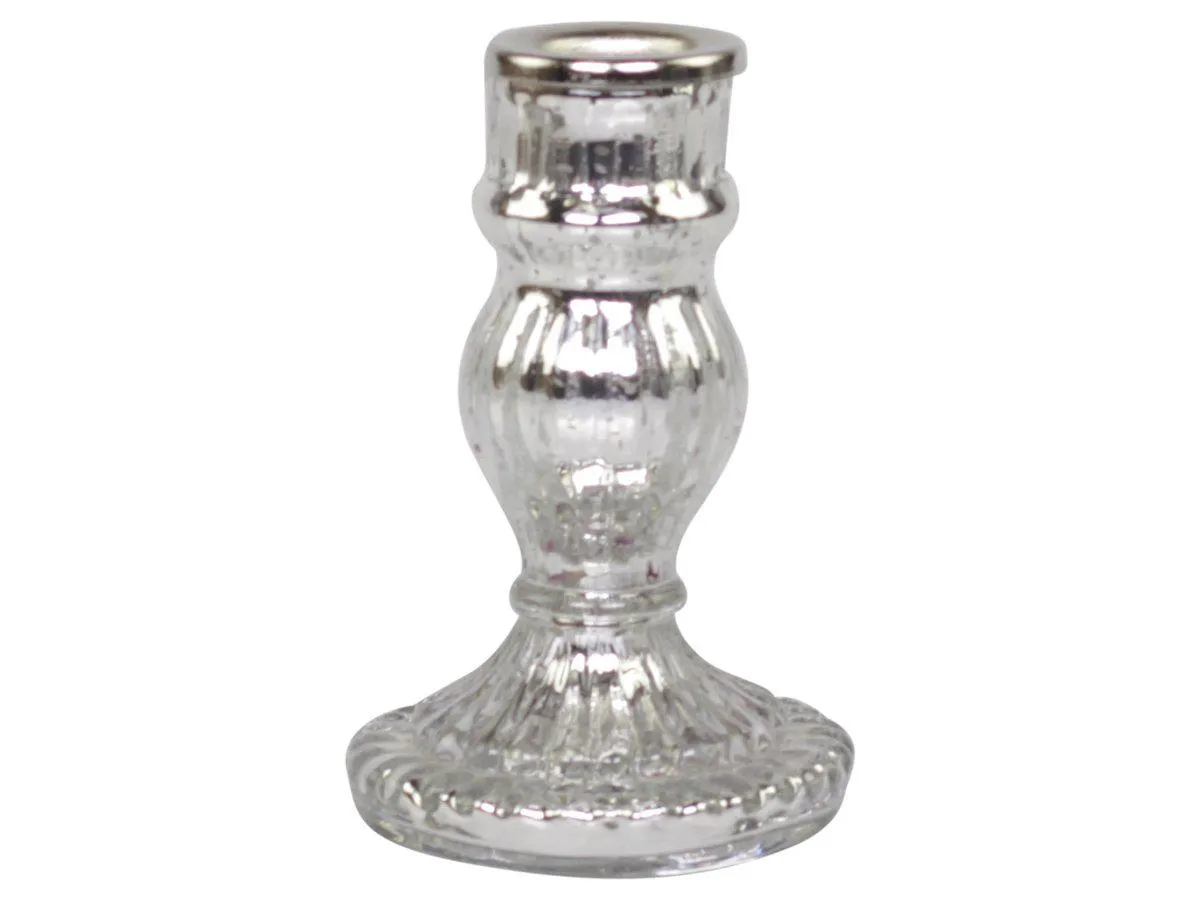 Small Antique Silver Glass Candlesticks