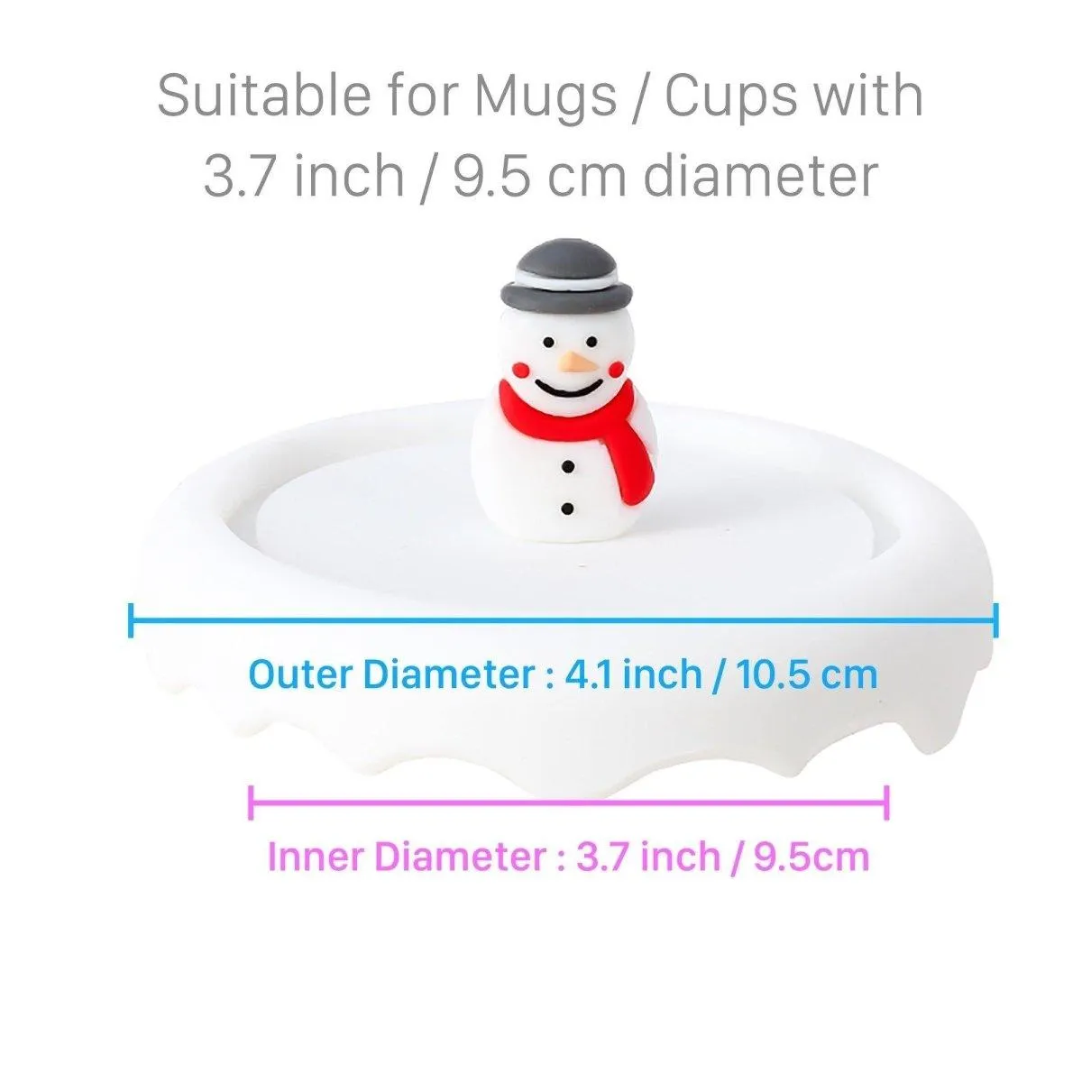 Snowman Silicone Lid Cover Topper for Coffee Mug, Tea Cup, Glasses (Red Scarf) – Starbucks Accessories