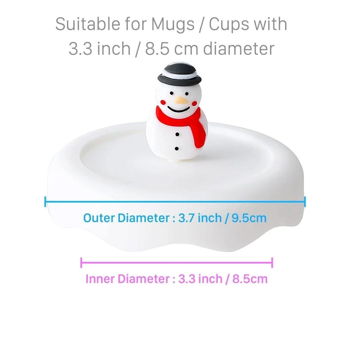 Snowman Silicone Lid Cover Topper for Coffee Mug, Tea Cup, Glasses (Red Scarf) – Starbucks Accessories