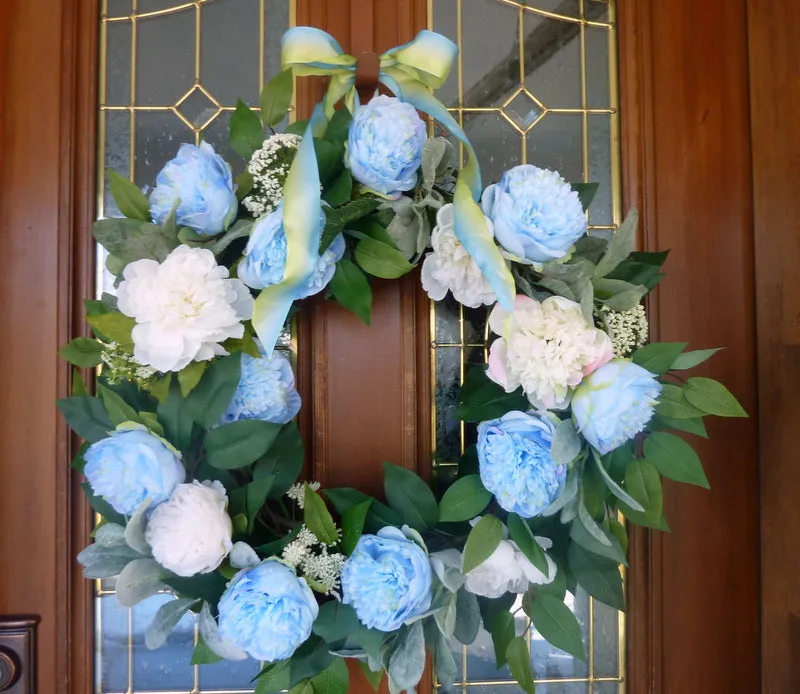 Spring peony wreath, Wreaths for the Front door, Spring Wreaths, peony wreath