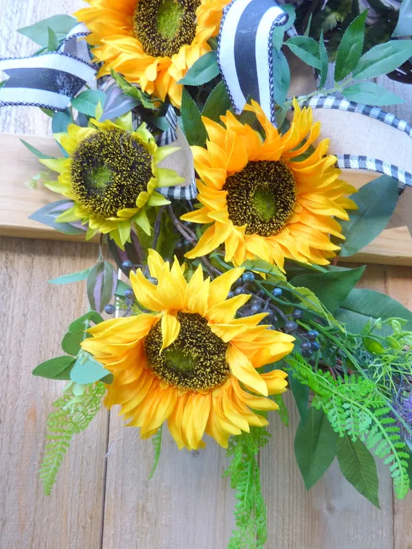 Sunflower wreaths, wreath for front door, French Country Decor