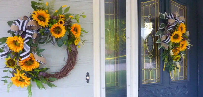 Sunflower wreaths, wreath for front door, French Country Decor