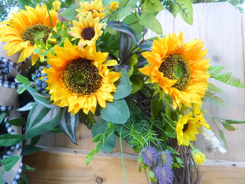 Sunflower wreaths, wreath for front door, French Country Decor