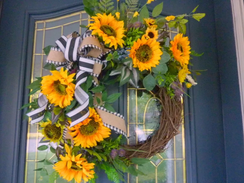 Sunflower wreaths, wreath for front door, French Country Decor
