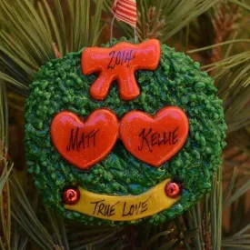 Two Heart Wreath Christmas Ornament